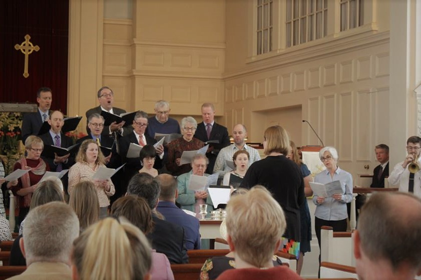 Photo of choir singing in church