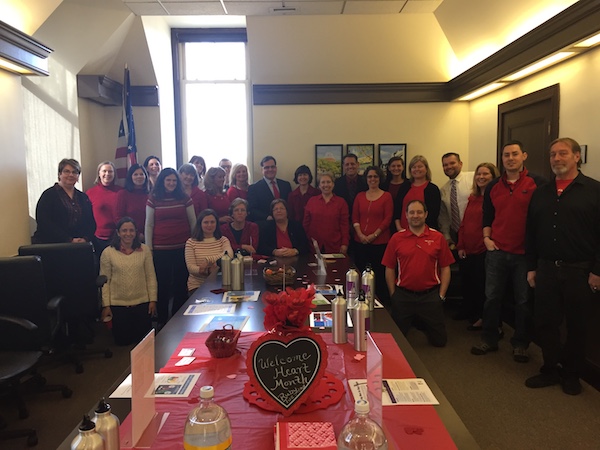City Hall staff wearing red for Ruby Tuesday