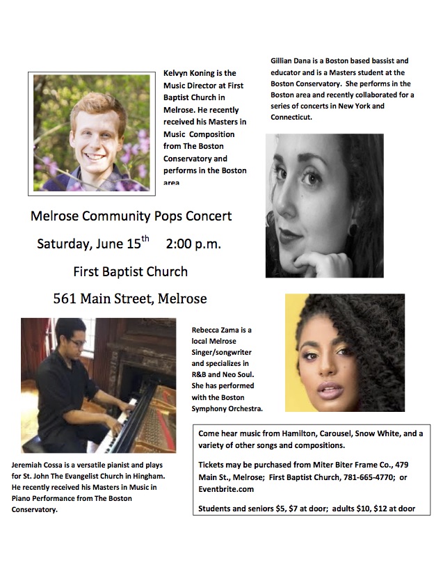 Flyer with information on musicians for Pops Concert on June 15