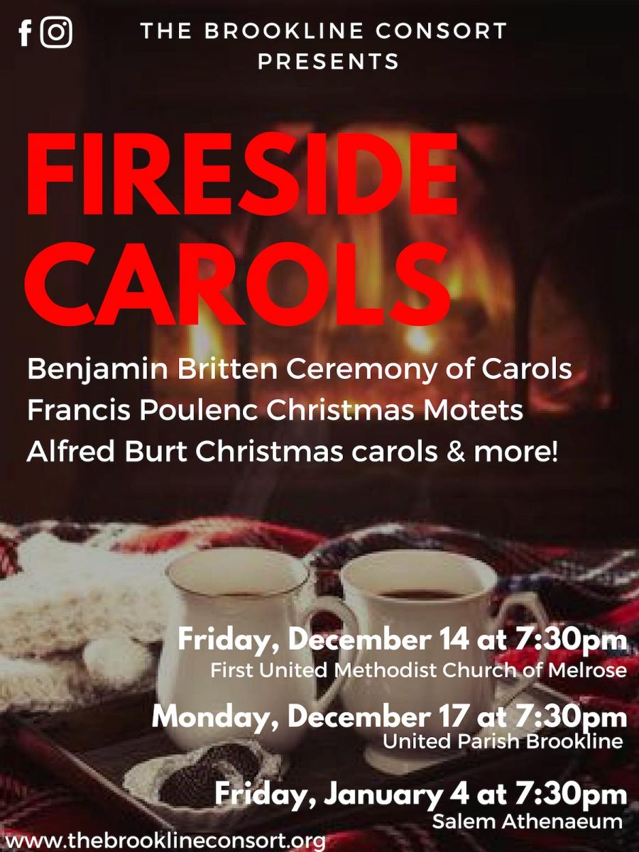 Poster for 'Fireside Carols' on December 14