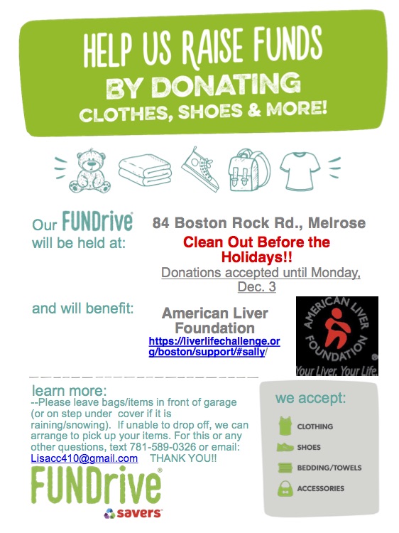Flyer for Liver Foundation clothing drive