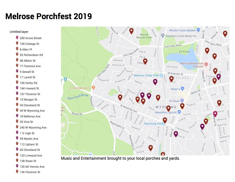 Map and list of Porchfest venues