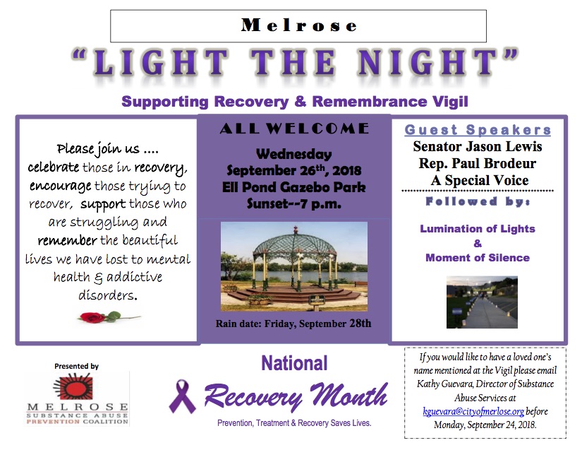Poster for Recovery Vigil on September 26