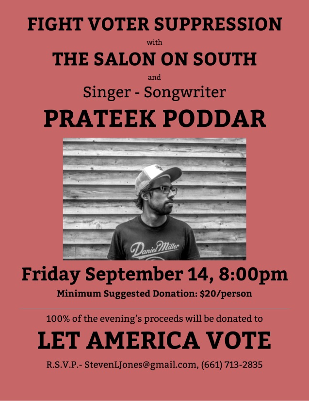 The Salon On South Presents Prateek Poddar On September 14 Melrose Ma