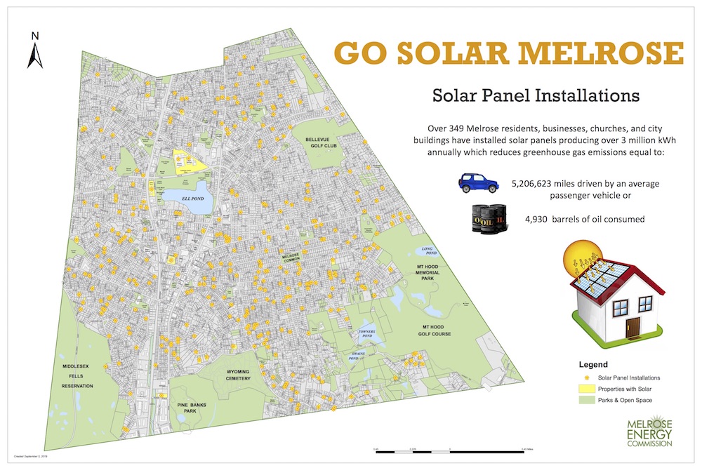 Map of solar installations in Melrose