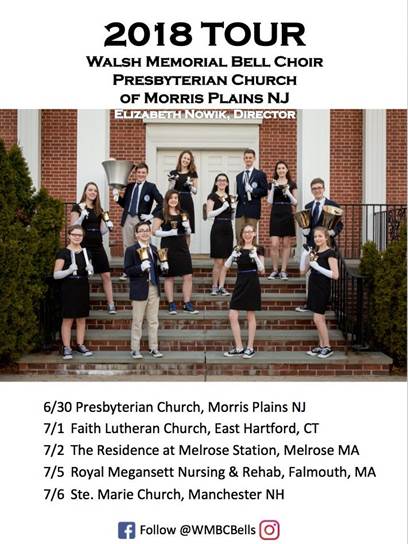 Poster for Walsh Memorial Bell Choir 2018 Tour
