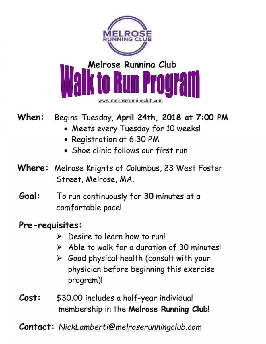 Walk to Run Program Begins April 24