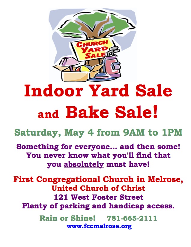 Poster for yard sale - same information as in text