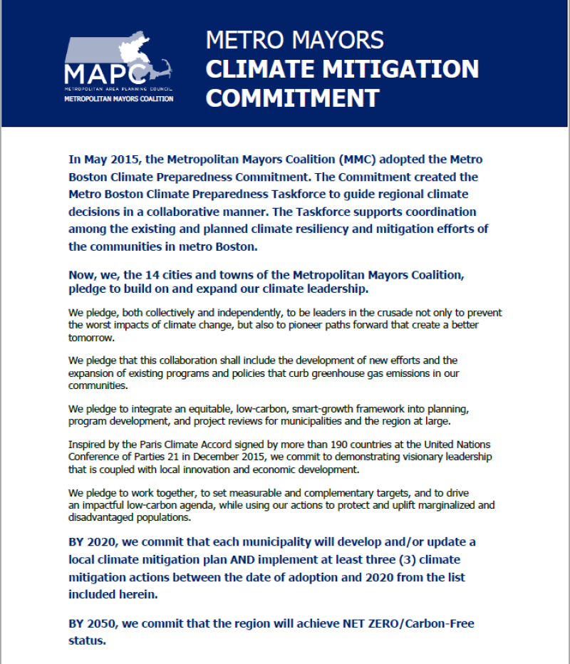 Metro Mayors Climate Mitigation Commitment 