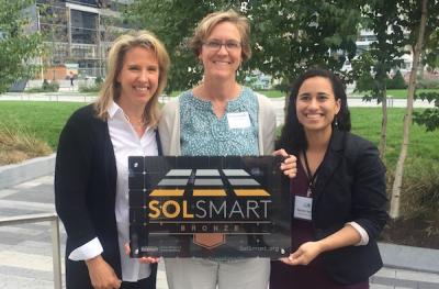 Lori Timmermann of the Melrose Energy Commission, Martha Grover, and our SolSmart Advisor Nicole Sanches