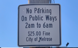There is no overnight street parking in the City of Melrose
