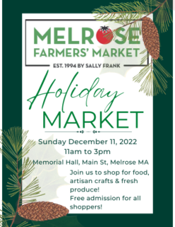 Winter Market Sunday Dec 11 Memorial Hall 11 am - 3 pm