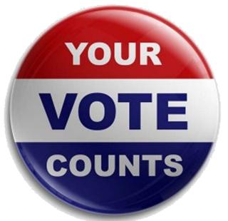 pin with the words your vote counts on it