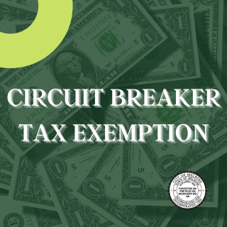 "circuit breaker tax exemption" over dollar bills with Melrose seal