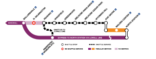 Graphic of shutdown map with replacement lines and shuttles