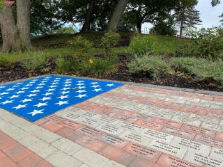 Veterans Memorial Made of Bricks, in the Shape/Design of an American Flag
