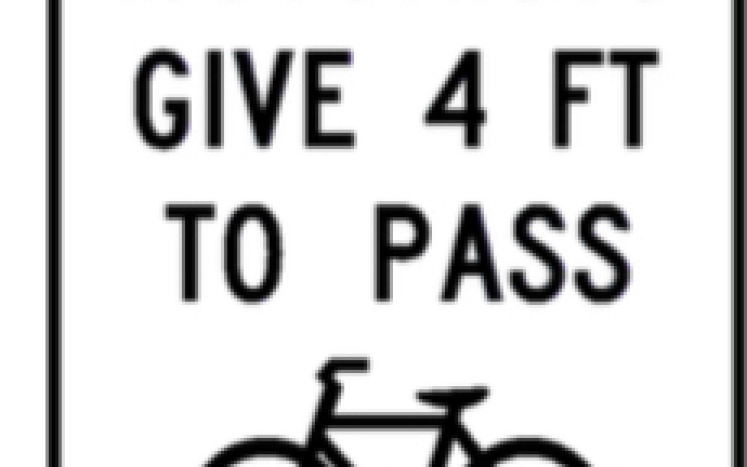 Sample traffic sign: "Motorists give 4ft to pass"