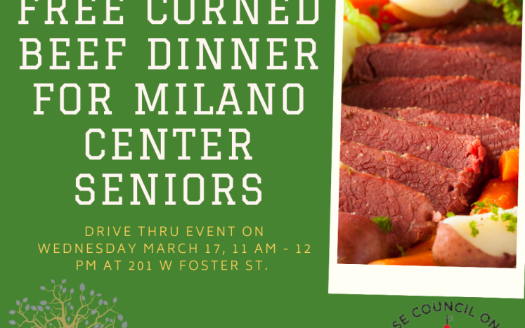 Free Corned Beef Dinner for Milano Center Seniors