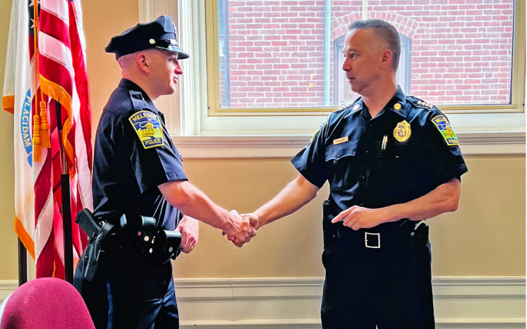Melrose Police Chief and new recruit Pinkethman Shake Hands