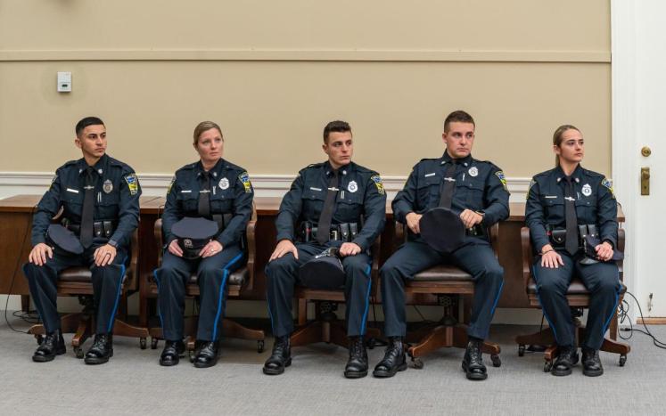 New Officers in Melrose Sitting on a Chair