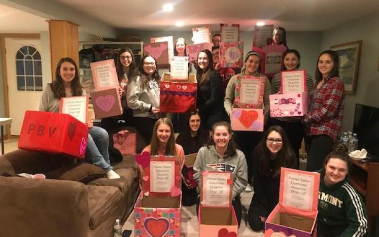 Group of students who are collecting Peanut Butter Valentines